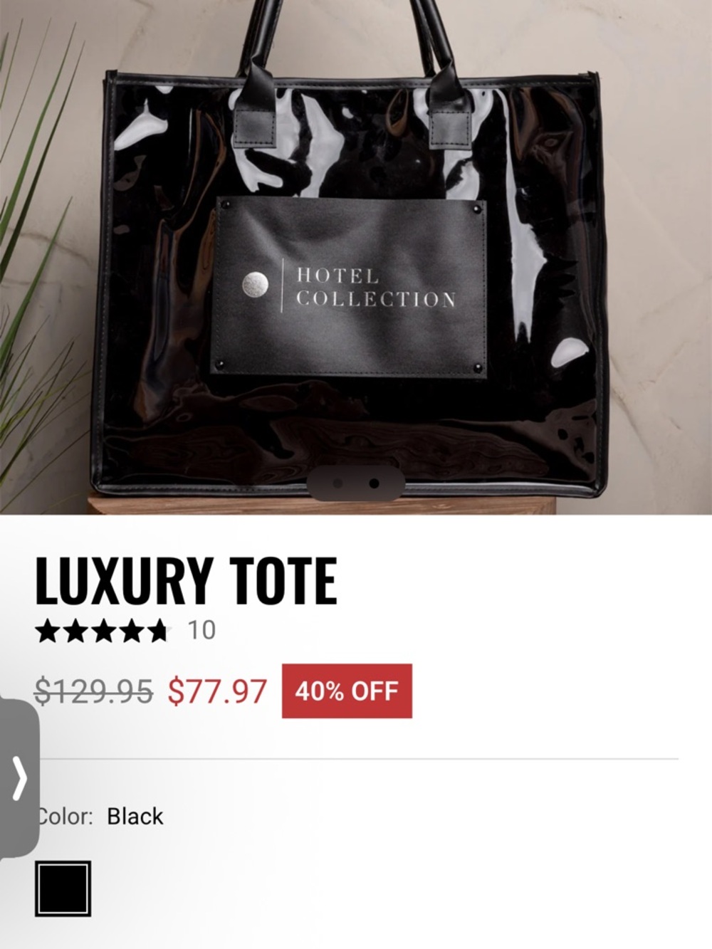 Hotel Collection Black Luxury Tote